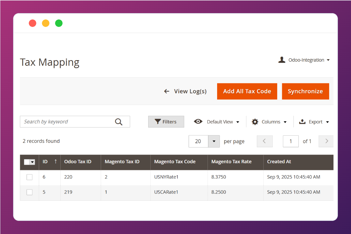 Manage accurate tax calculation between Magento 2 and Odoo.