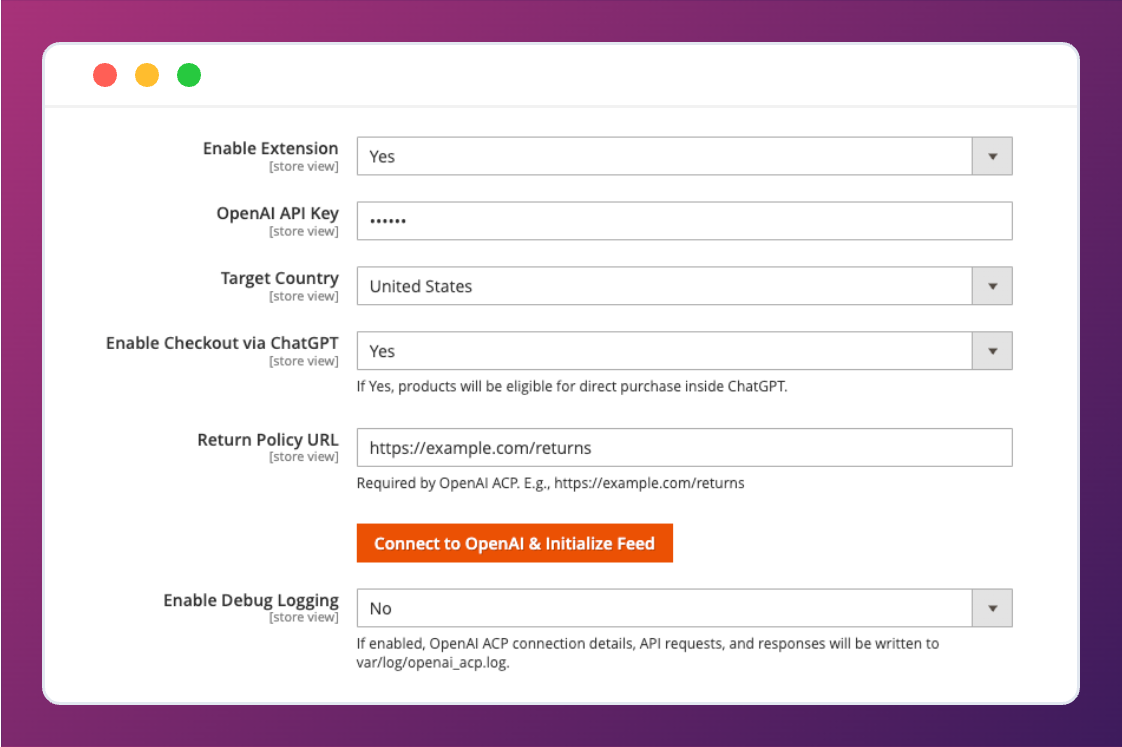 Magento Admin OpenAI Configuration Path