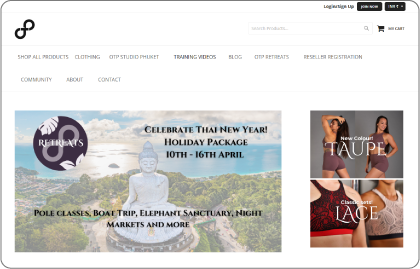 OTP Clothing store homepage