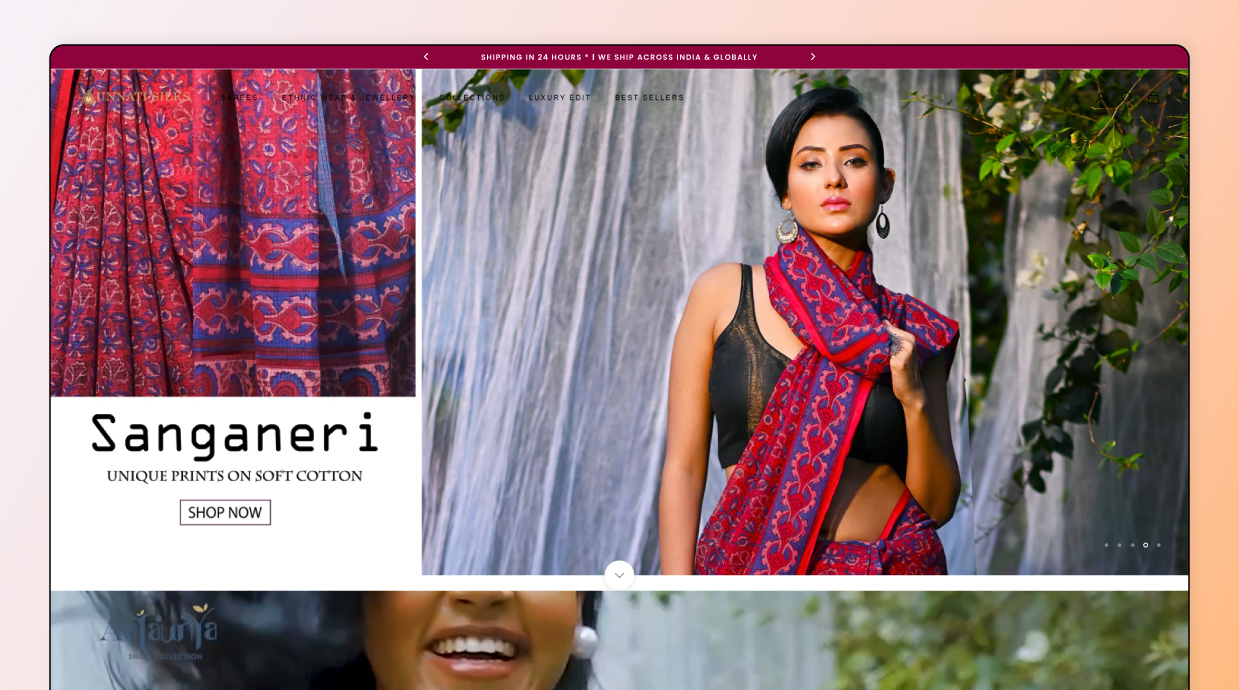 Unnati Silks - Shopify theme customization