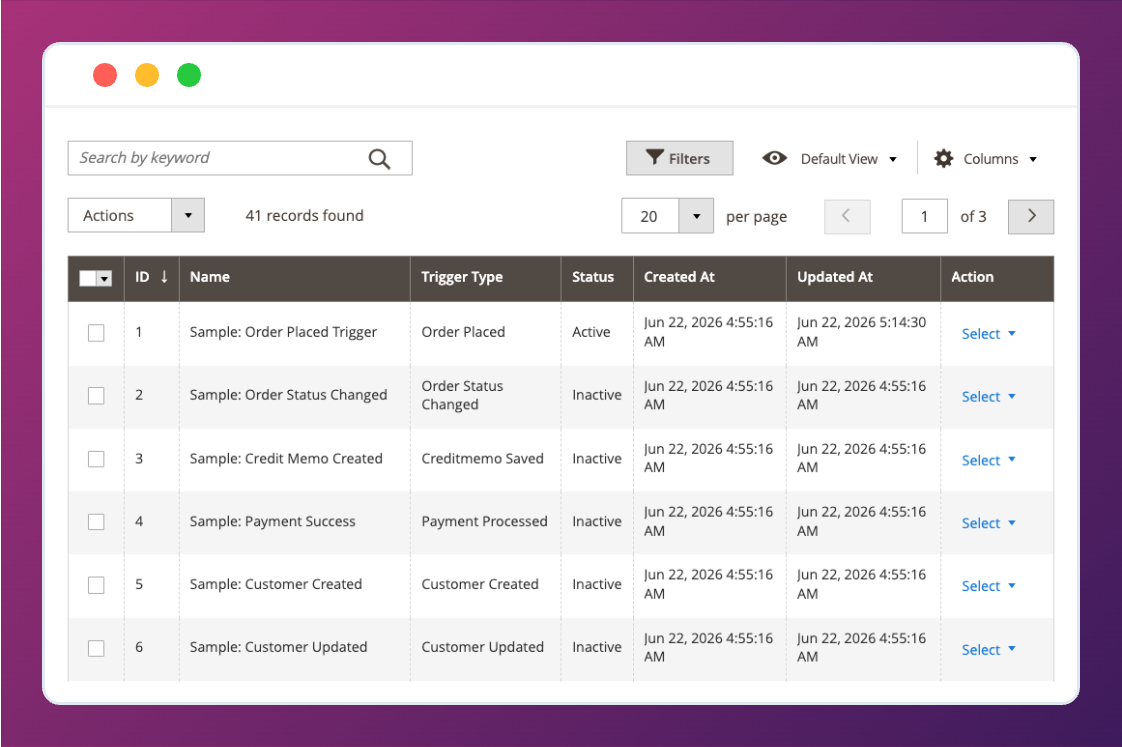 Workflows Dashboard Listing